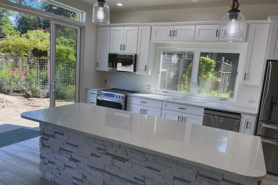 Finished kitchen with new stone countertops in King County