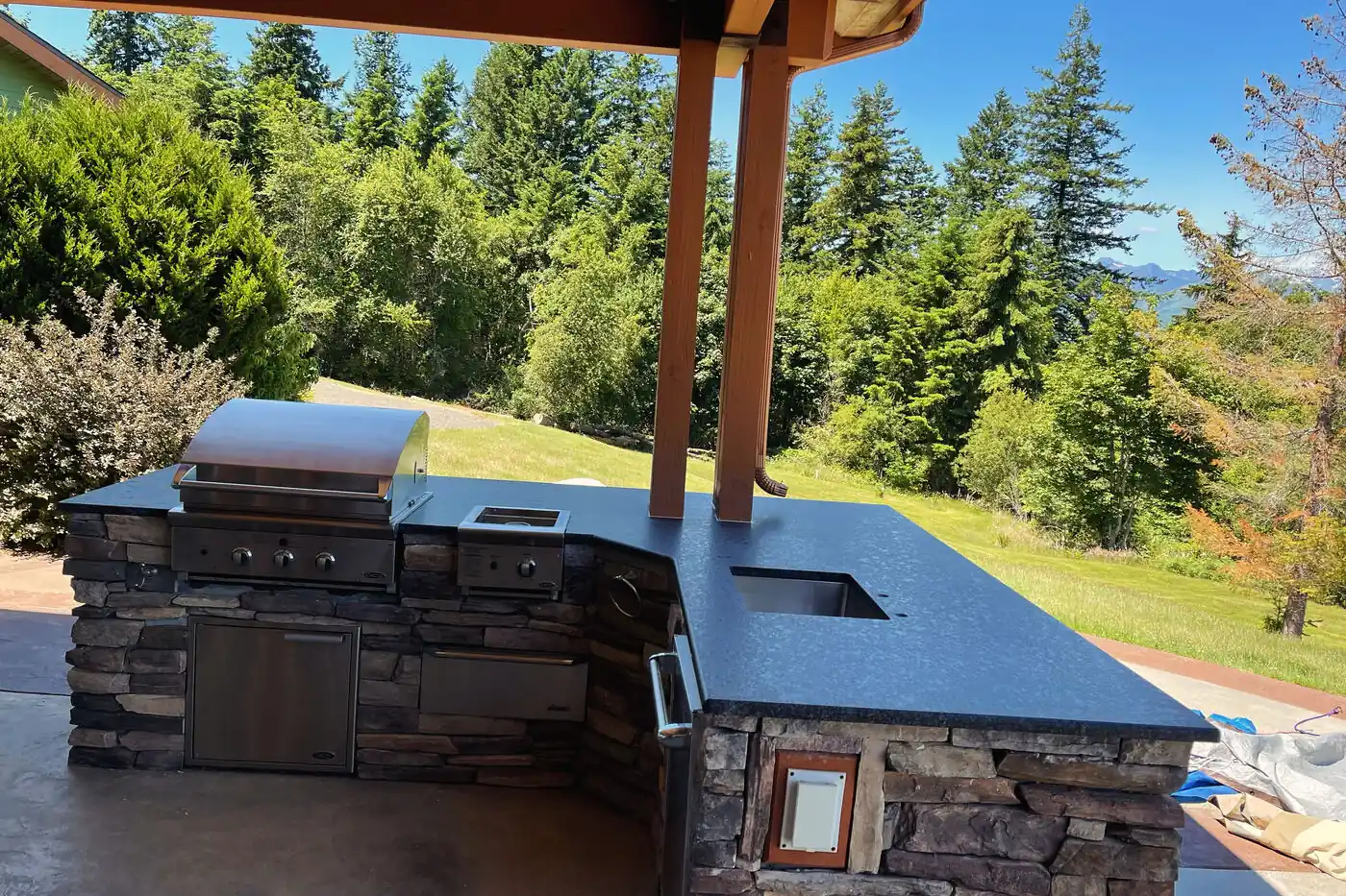Outdoor kitchen counter — the one place we will not put quartz