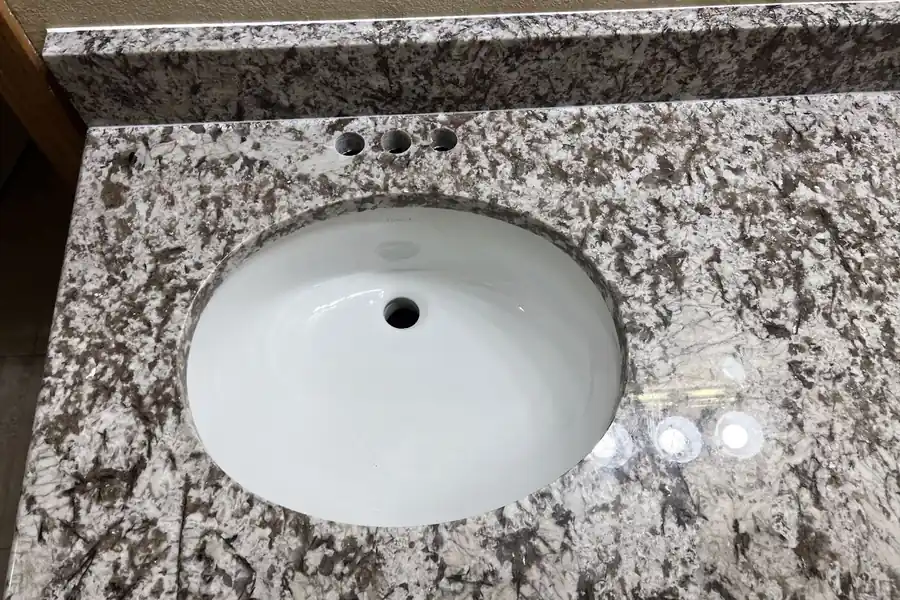 Close-up of a polished granite surface
