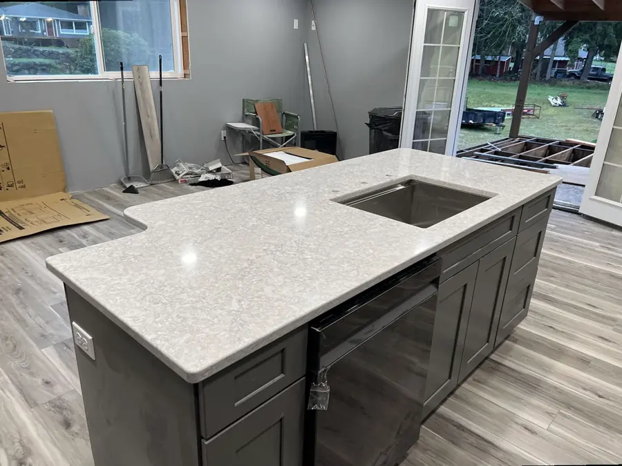 Countertop cut from a leftover slab remnant